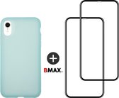 BMAX Telefoonhoesje geschikt voor iPhone 11 Pro - Latex softcase hoesje mintgroen - Met 2 screenprotectors full cover