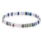 Twice As Nice Armband in goudkleurig edelstaal, tila beads, grijs, roos