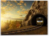 Acrylglas - Trein door Tunnel - 40x30cm Foto op Acrylglas (Met Ophangsysteem)