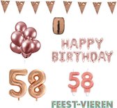 58 jaar Verjaardag Versiering Pakket Rosé Goud