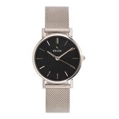 KRAEK Liv Zilver Zwart 32 mm | Dames Horloge | Mesh horlogebandje | Minimaal Design | Solis collectie