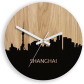 SHANGHAI Ronde Houten Wandklok Zonder Cijfers 33 cm