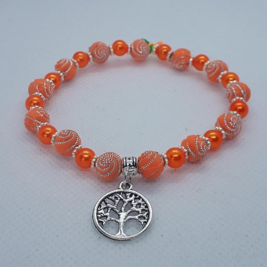 Kralen armband Tree of Life oranje