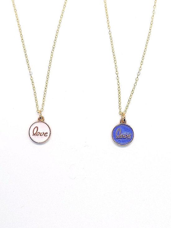 Vriendschapsketting Meisje- BFF- Love- Paars/ Licht Roze- Goud- Kind- LiLaLove