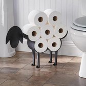 BaykaDecor - Toiletrolhouder - Schapen toiletpapierhouder - Ijzer WC rolhouder - Mat Zwart - Vrijstaande - Uniek WC Opslag