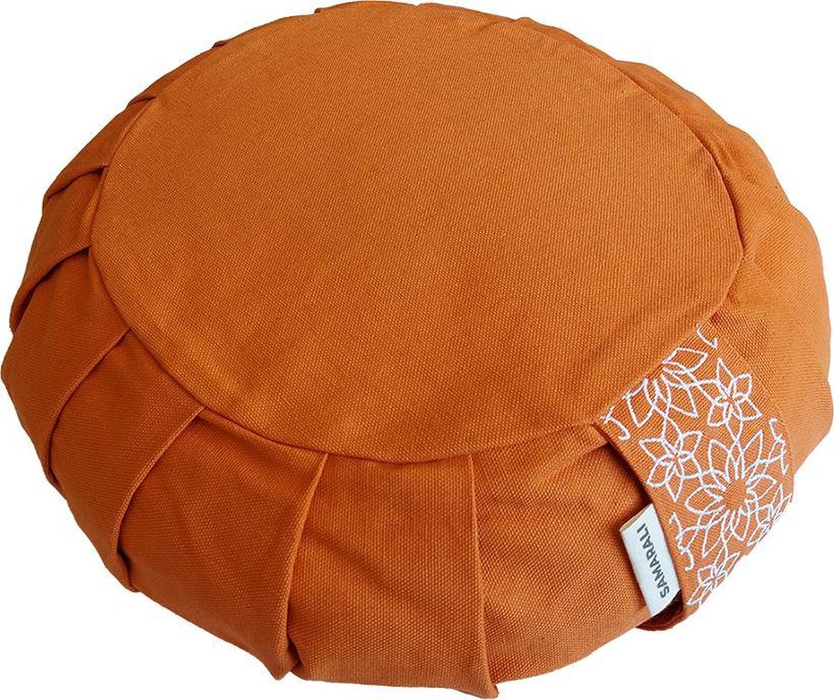Samarali Zafu Meditatiekussen van Biologisch Katoen 34 x 34 x 14 cm – Boekweitkaf Vulling – Ergonomisch Zitkussen voor Juiste Houding – Voor Meditatie, Yoga & Ademhalingsoefeningen – Wasbare Hoes