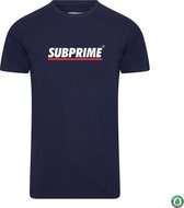 Subprime - Heren Tee SS Shirt Stripe Navy - Blauw - Maat M