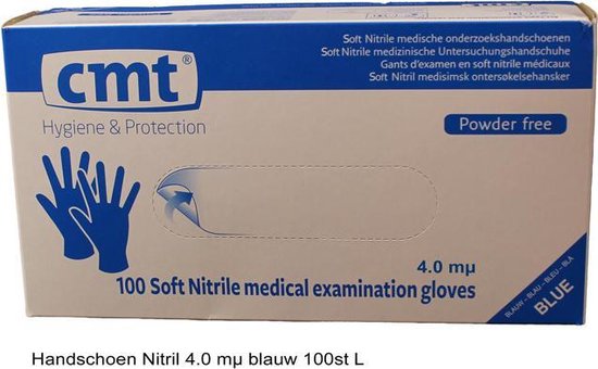 CMT Handschoen Nitril 4.0 mµ blauw 100st L