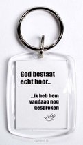 Sleutelhanger God bestaat echt hoor - Bijbel - Christelijk - Majestic Ally - 1 stuk