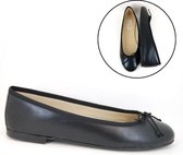 Stravers - Luxe Ballerina's Schoenen Maat 48 Zacht Zwart Leer Grote Maten Flatjes