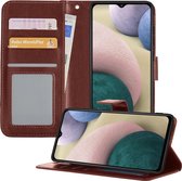 Samsung A12 Hoesje Book Case Hoes - Samsung Galaxy A12 Hoesje Case Portemonnee Cover - Samsung A12 Hoes Wallet Case Hoesje - Bruin