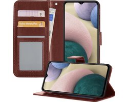Hoesje - Geschikt voor Samsung Galaxy A12 - Luxe Bookcase - Walletcase Hoes - Portemonnee - Cover - Telefoonhoes - Bruin