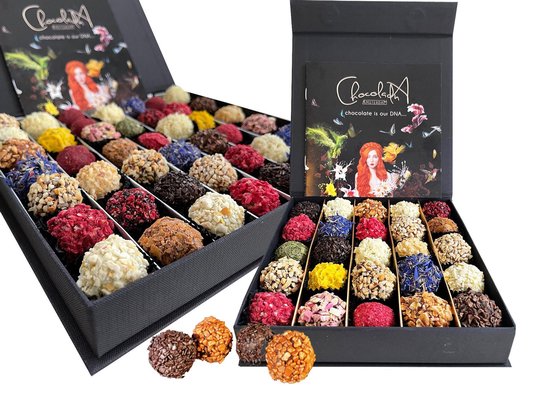 ChocolaDNA handgemaakte chocolade bonbons truffels in luxe cadeau-verpakking - 36 stuks - Chocoladna