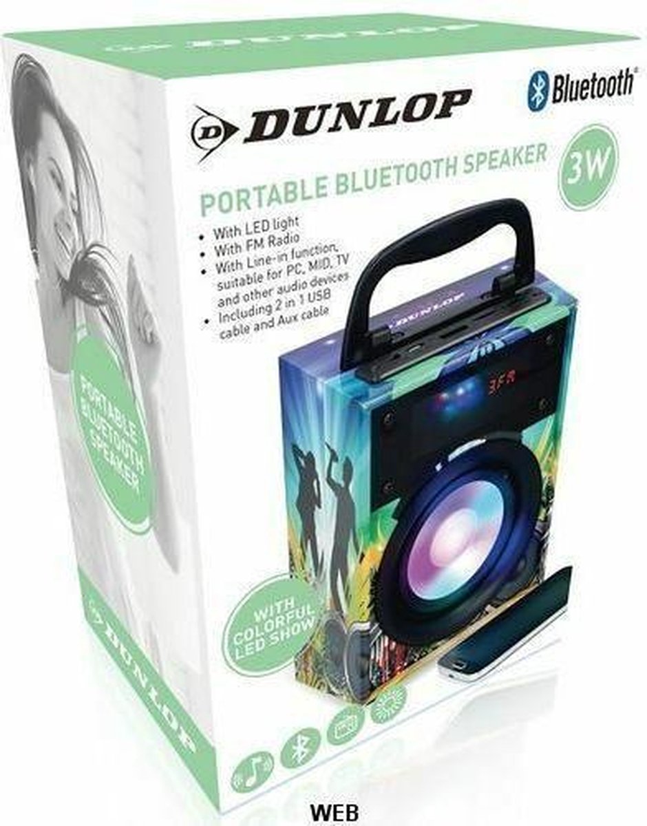 Bluetooth speaker Luidspreker BT led Dunlop draagbaar