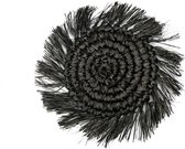 Bazar Bizar De Fringe Raffia Onderzetter - Zwart - Set van 6