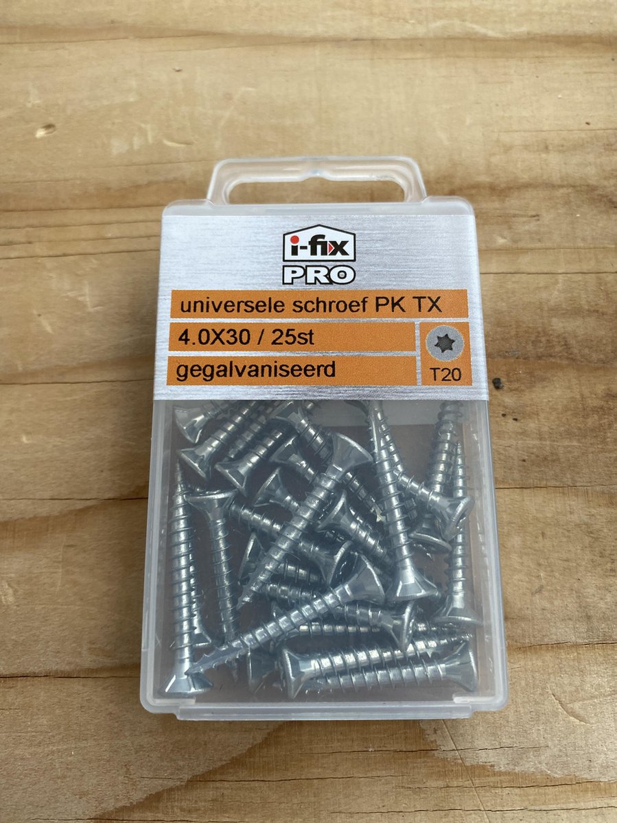 Universele schroef Platkop Torx 4.0x30 per 25 gegalvaniseerd