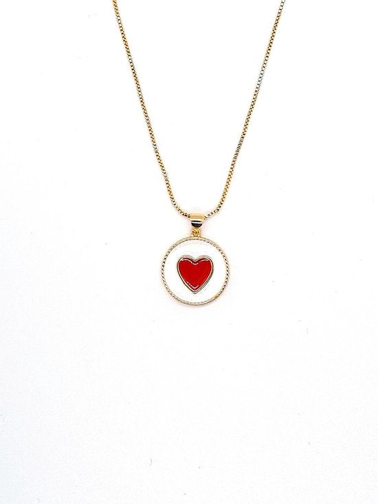 Ketting Meisje- Hartje- Wit- Rood- Goud- LiLaLove