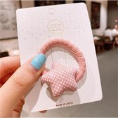 Handgemaakte Premium Haarelastiekjes voor Meisjes - Zonder Metaal - Met Ster - Roze met witte stippen - Cadeau idee - 1 stuk