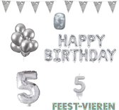 5 jaar Verjaardag Versiering Pakket Zilver