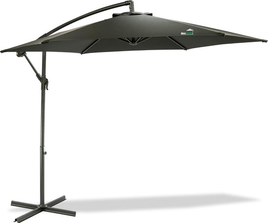 MaxxGarden Deluxe - Duurzame zweefparasol - Ø300 cm - Kantelbaar - Inclusief extra parasolhoes - 3 meter doorsnede - Zwart