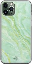 iPhone 11 Pro Max hoesje - Marmer Limegroen - Soft Case Telefoonhoesje - Marmer - Groen
