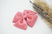 Haarstrik Satijn glitter - Helder Roze 156 - Haarclip - Bows and Flowers