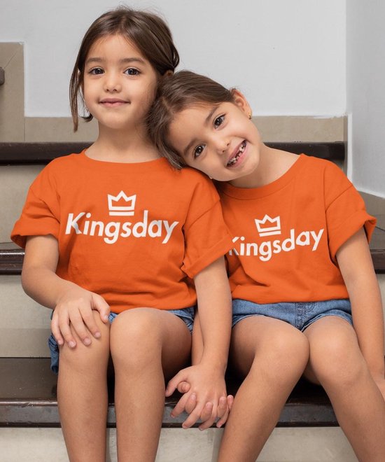 Oranje Koningsdag T-Shirt Kind Kingsday (9-11 jaar - MAAT 134/140) | Oranje kleding & shirts | Feestkleding