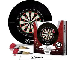 XQMax Tournament Set - Dartbord & Dartbord Surround - Inclusief 6 Dartpijlen van 23 gram - Dart Flights - Dart Shafts - Zwart