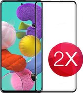 2X Screen protector - Tempered glass - Full Cover - screenprotector geschikt voor Samsung Galaxy A51 - Glasplaatje voor telefoon - Screen cover - 2 PACK