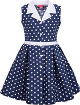 La V  klassieke jurk  stippen navy 128