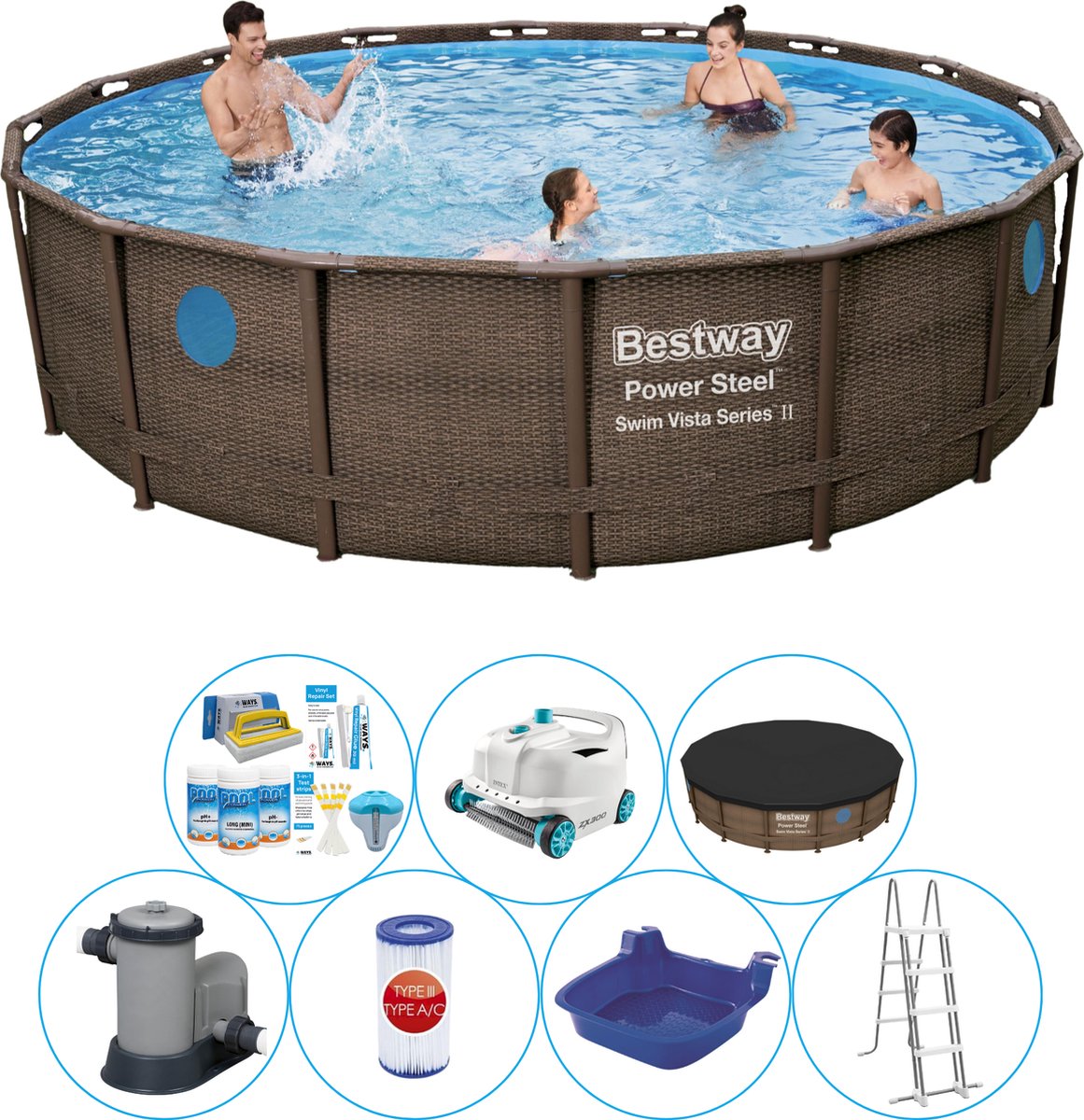 Power Steel Swim Vista ROND 549x122 cm - Zwembad Super Deal