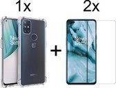 OnePlus Nord N10 5G hoesje shock proof case transparant hoesjes cover hoes - 2x OnePlus Nord N10 screenprotector