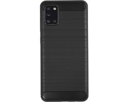 BMAX Carbon soft case hoesje geschikt voor Samsung Galaxy A31 / Soft cover / Telefoonhoesje / Beschermhoesje / Telefoonbescherming - Zwart