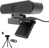 Webcam Voor PC met Microfoon en USB inclusief Cover en Tripod Statief - Full HD - Scherp Beeld en Zuiver Geluid - Daily Logix®️