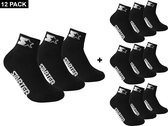 Starter - 12-Pack Quarter Socks - Sokken Bundel - 35 - 38 - Zwart
