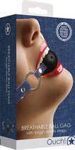 Breathable Ball Gag - With Roughend Denim Straps - Blue - Bondage Toys - Gags