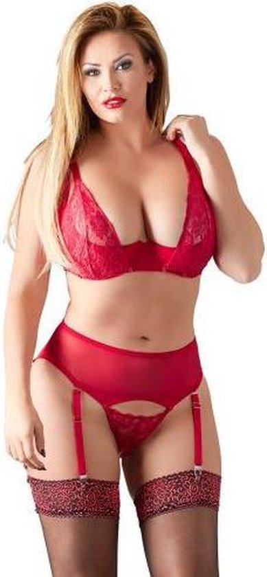 3 delige BH-Set Met Kwart Cups - Rood - 90 F/XL - Rood - Sexy Lingerie &  Kleding -... | bol