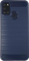 BMAX Carbon soft case hoesje voor Samsung Galaxy A21s / Soft cover / Telefoonhoesje / Beschermhoesje / Telefoonbescherming - Blauw