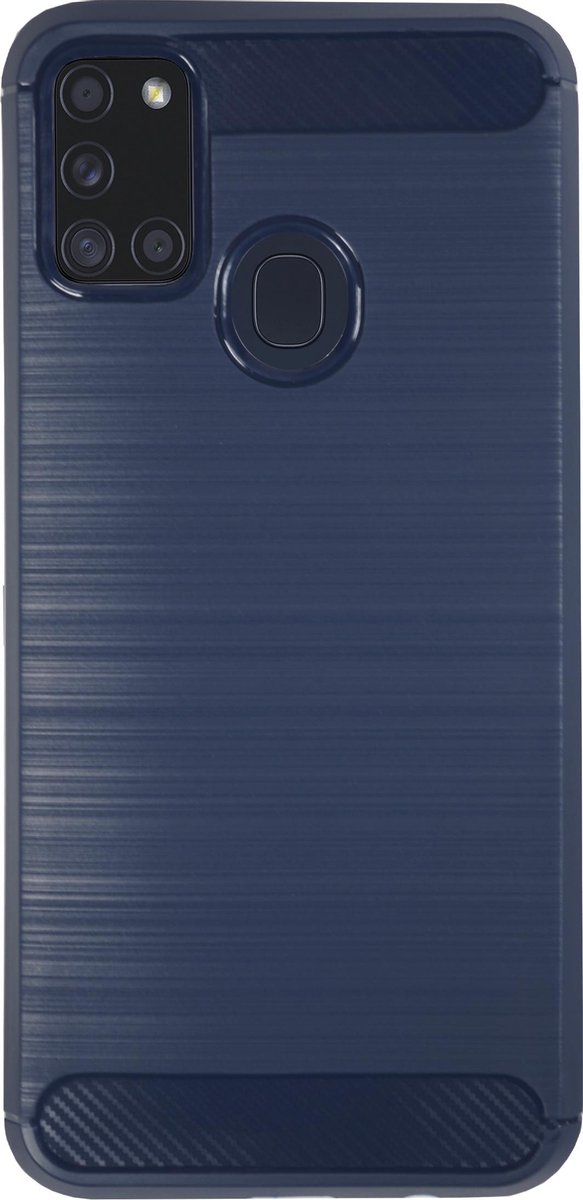 BMAX Carbon soft case hoesje geschikt voor Samsung Galaxy A21s / Soft cover / Telefoonhoesje / Beschermhoesje / Telefoonbescherming - Blauw
