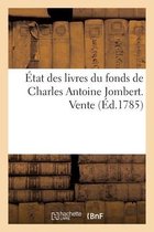 État Des Livres Du Fonds de Charles Antoine Jombert
