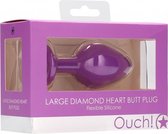 Diamond Heart Butt Plug - Large - Purple - Butt Plugs & Anal Dildos - Ouch Silicone Butt Plug