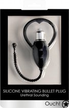 Urethral Sounding Vibrating Bullet Plug - Black - Urethral Toys