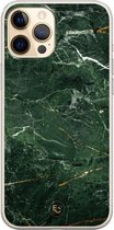 iPhone 12 Pro hoesje - Marble jade green - Soft Case Telefoonhoesje - Marmer - Groen