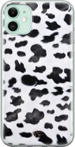 iPhone 11 hoesje - Koeienprint - Soft Case Telefoonhoesje - Print - Zwart