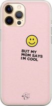iPhone 12 hoesje - I'm cool quote - Soft Case Telefoonhoesje - Tekst - Roze