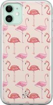 iPhone 11 hoesje - Flamingo - Soft Case Telefoonhoesje - Print - Roze