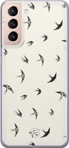 Samsung Galaxy S21 Plus siliconen hoesje - Vogels / Birds - Soft Case Telefoonhoesje - Beige - Print