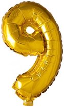 Folie ballon - cijfer 9 - goud - 102 cm