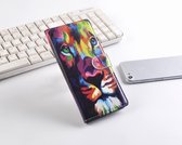 P.C.K. Hoesje/Boekhoesje/Bookcase leeuw print geschikt voor Apple iPhone 6+/7+/8+/ MET GLASFOLIE