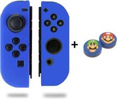 Siliconen Joy-Con Controller Hoesjes + Gaming Thumbsticks (1 Set = 2 Thumbgrips) | Geschikt voor de Nintendo Switch & Lite | Grip | Blauw + L/M